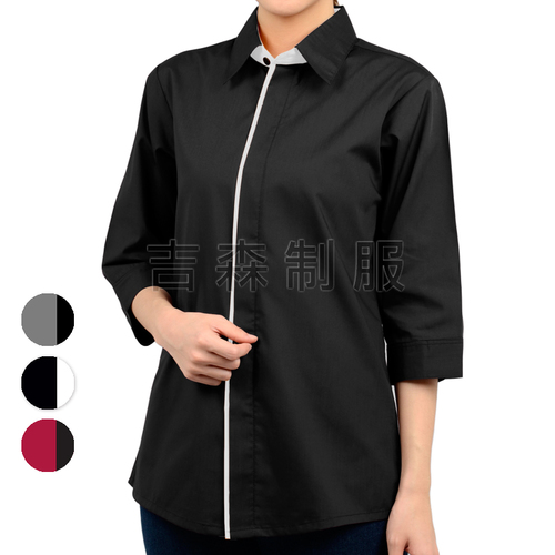 七分袖門襟襯衫