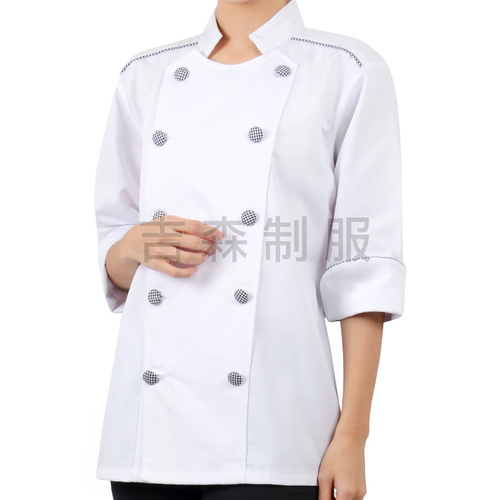 七分袖廚師服(中性版)-白